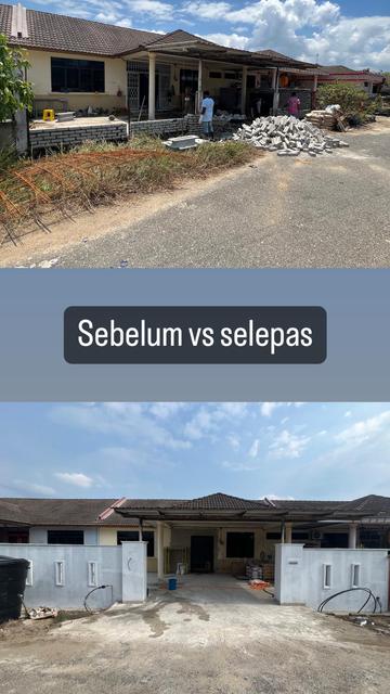 Sebelum dan selepas — muka hadapan rumah